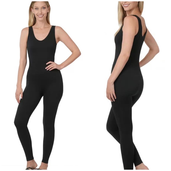 Ribbed Black Jumpsuit - Picture 1 of 6